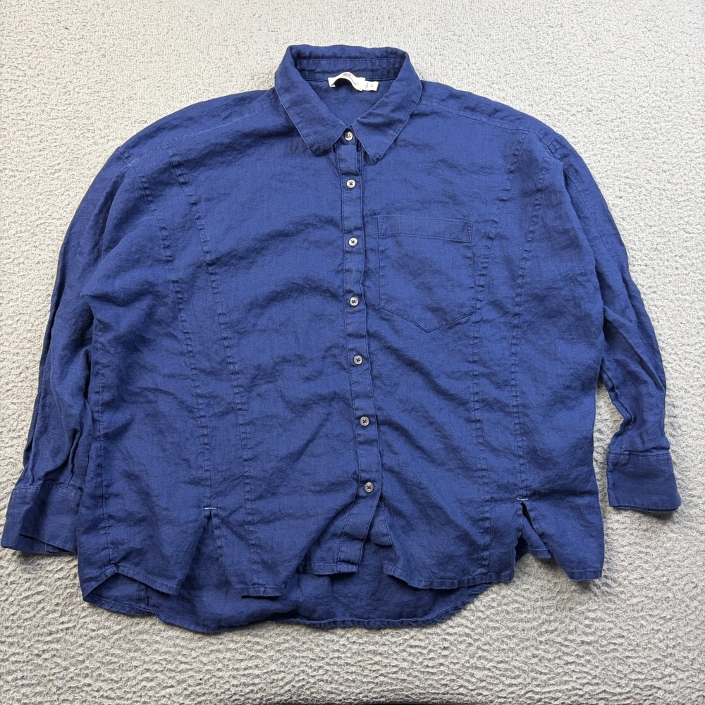 Vineyard Vines Shirt Womens Weekend Linen Button Down Coastal Blue Relaxed 6